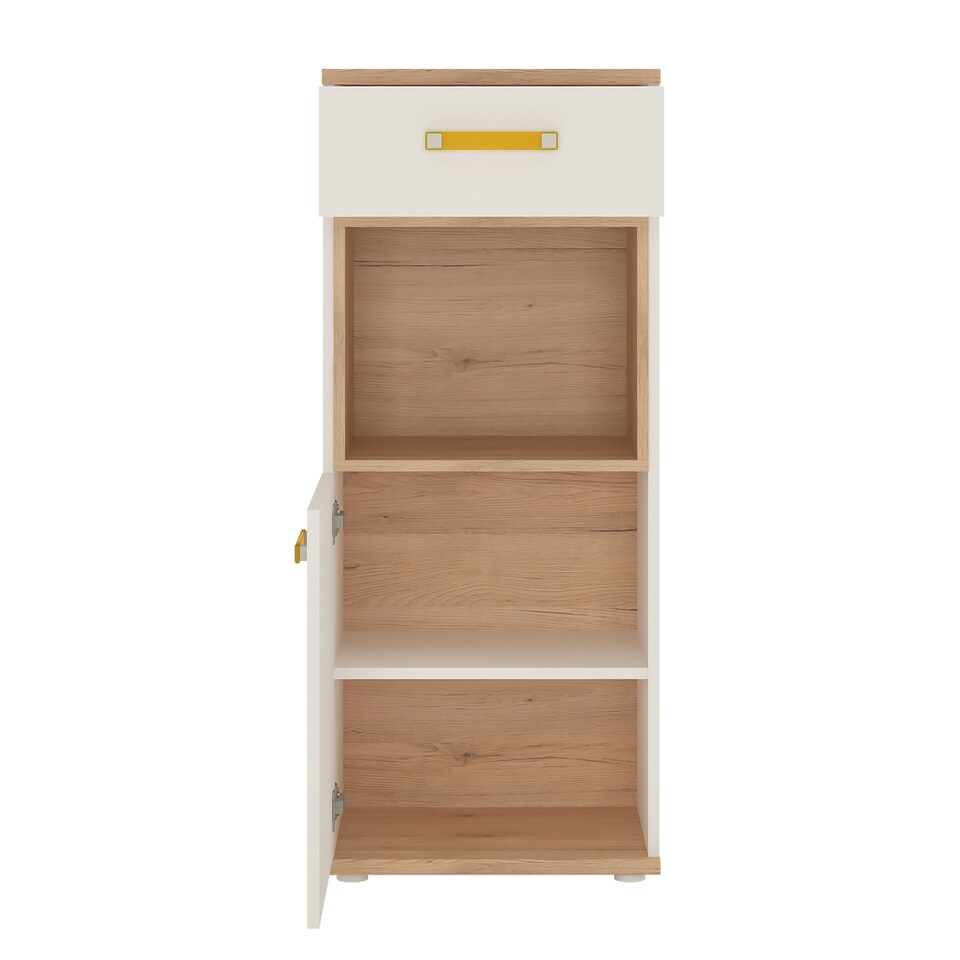 image 1 of 4KIDS 1 Door 1 Drawer Narrow Cabinet with Orange Handles