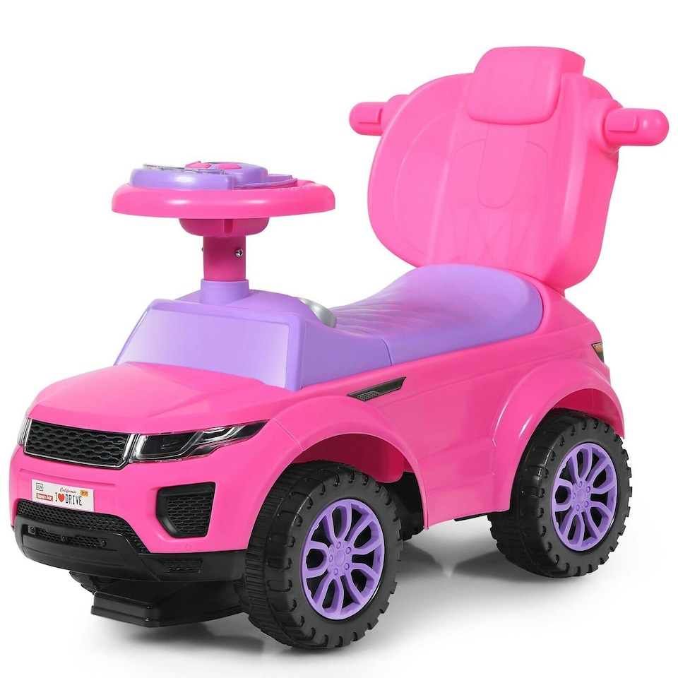 image 1 of COSTWAY 3 in 1 Ride on Push Car Stroller Sliding Walking Pink