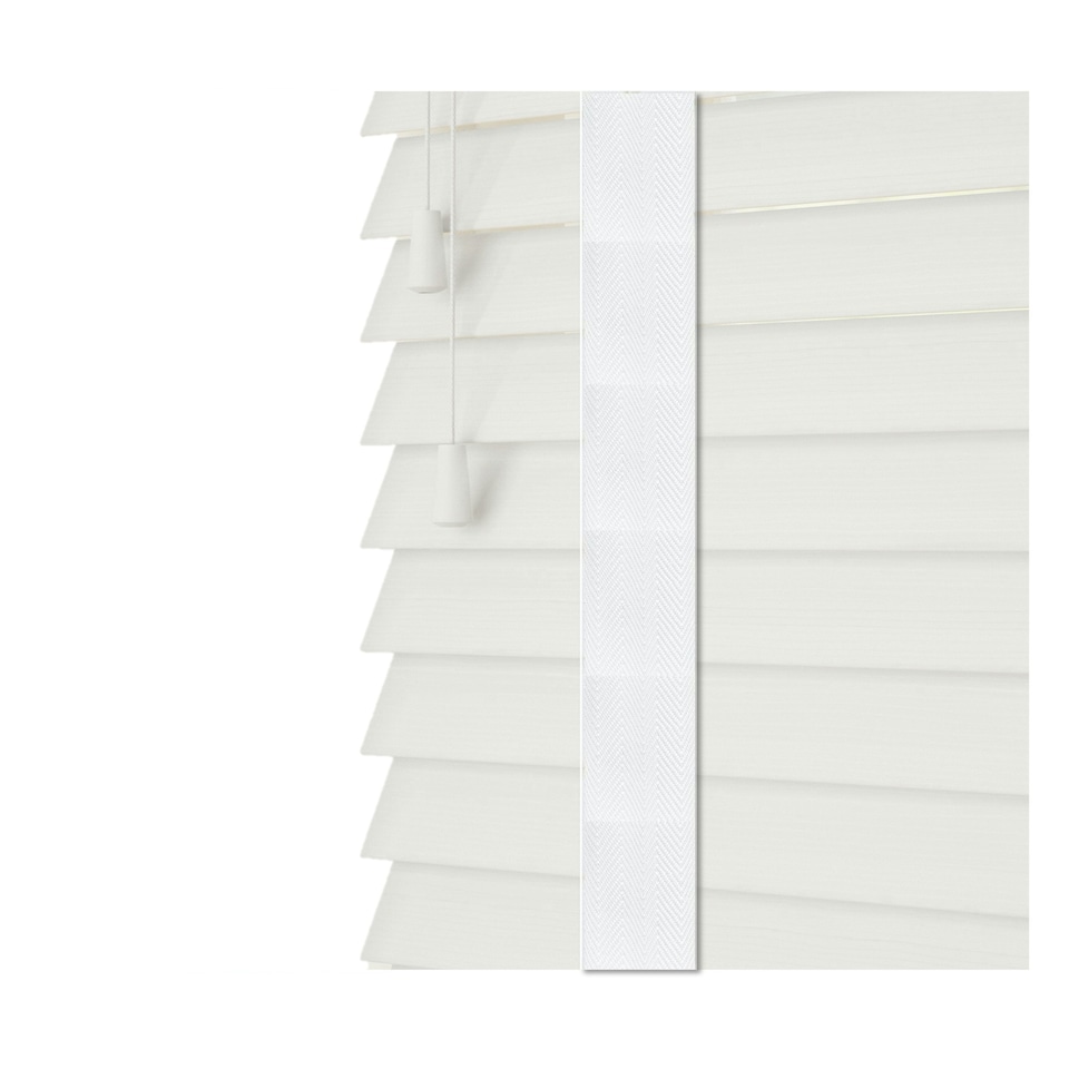 image 1 of 230cm Ultra White Faux Wood Venetian Blinds with Tapes (120cm Drop) | White | White