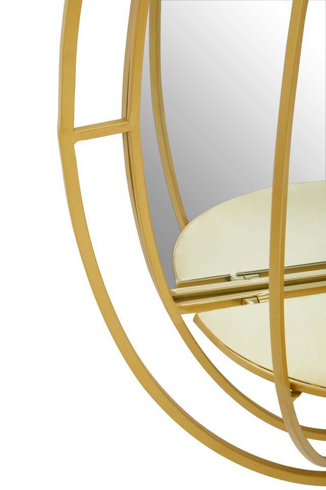 image 1 of Avento Oval Shelved Gold Wall Mirror | Gold