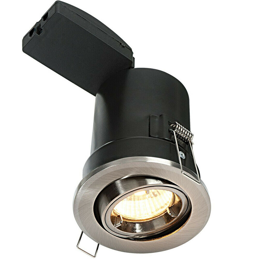 Loops FIRE RATED GU10 Lamp Ceiling Down Light Nickel PUSH FIT FAST FIX Adjustable Tilt in Metallics