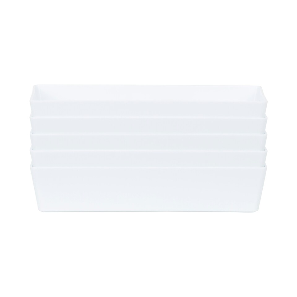 image 1 of Wham Studio 5 x 1L Rectangular Plastic Storage Baskets Ice White Grey