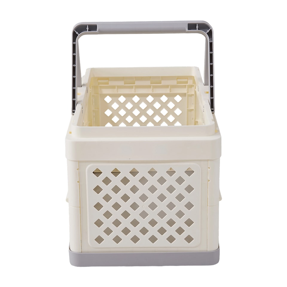 image 1 of Living and Home Collapsible Laundry Basket Hamper, 46cm W | White | L