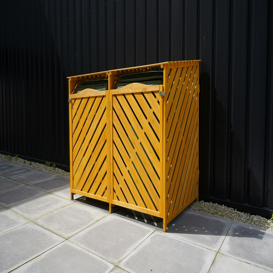image 1 of Wooden Double Wheelie Bin Storage - Natural