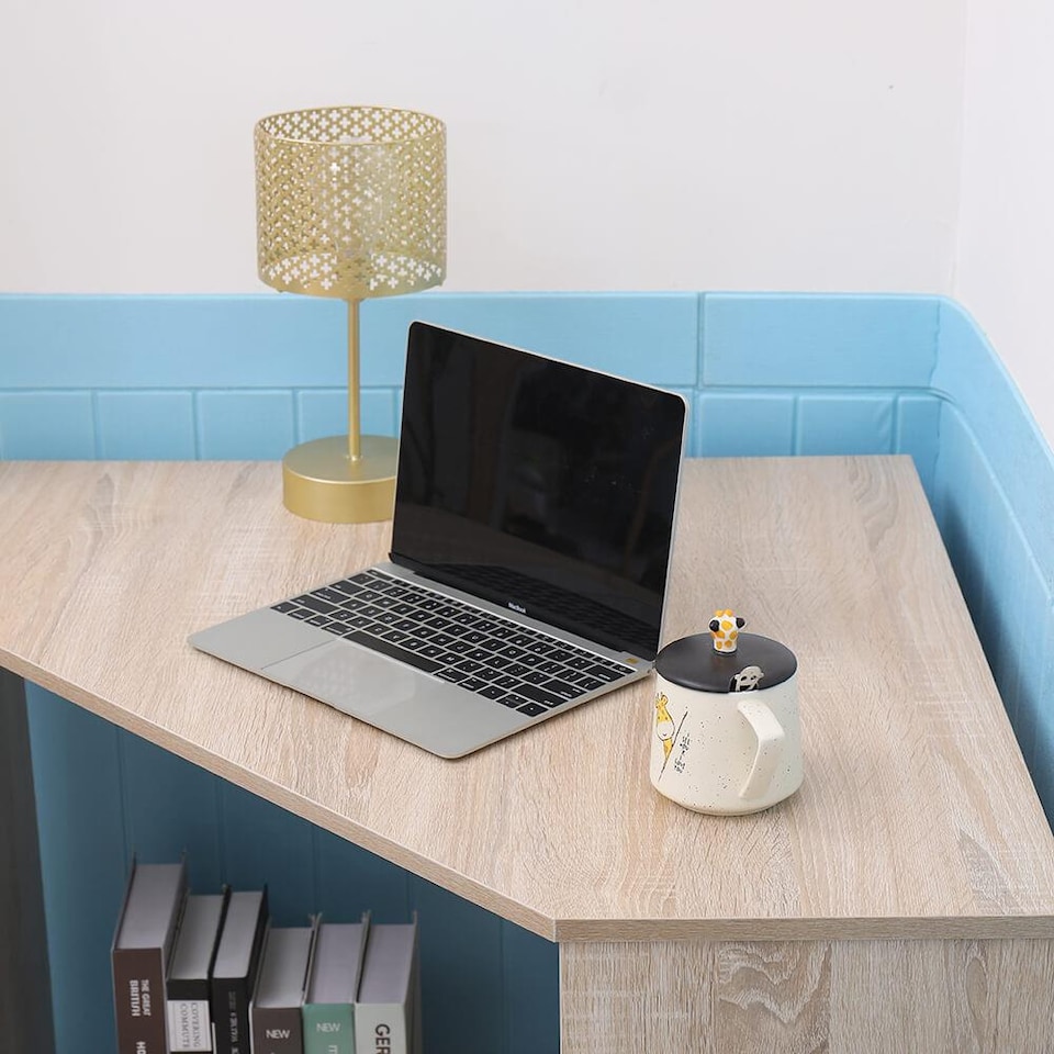 image 1 of Computer Desk PC Laptop Table Corner Home Office Study Gaming | Brown
