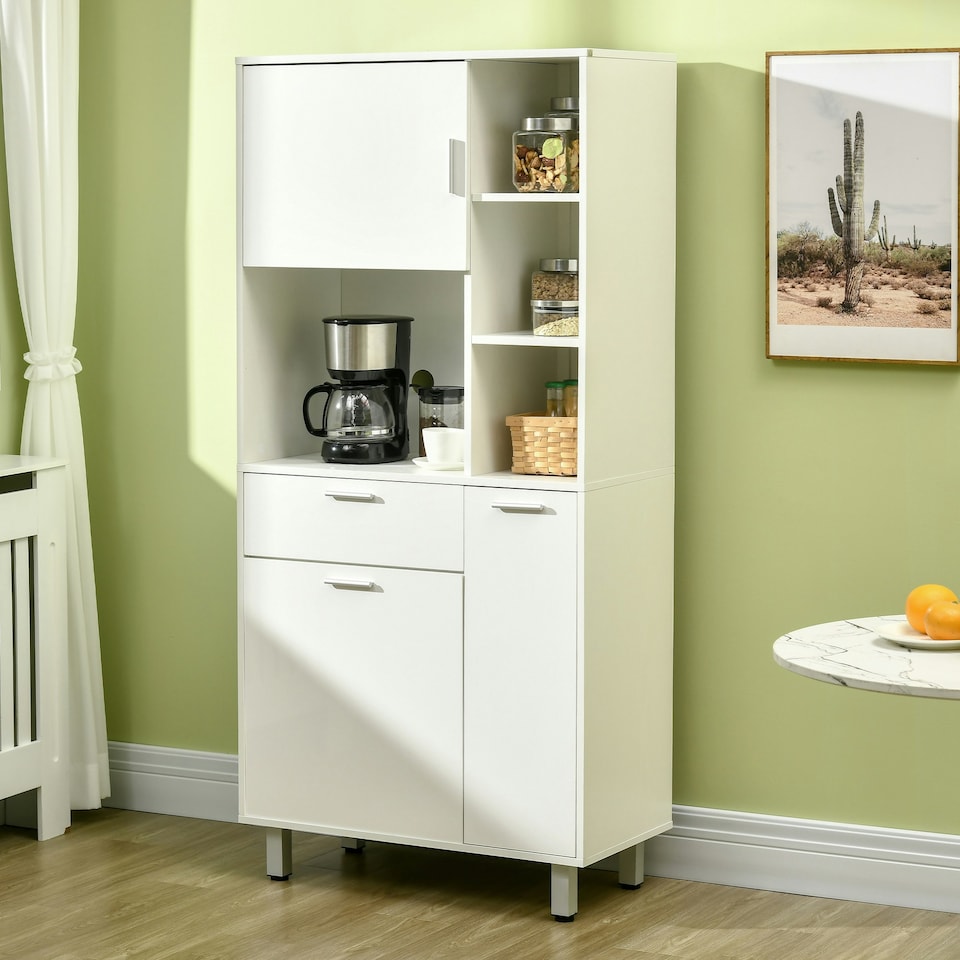 image 1 of HOMCOM Freestanding Kitchen Storage Unit w/ Cupboards, Cabinets