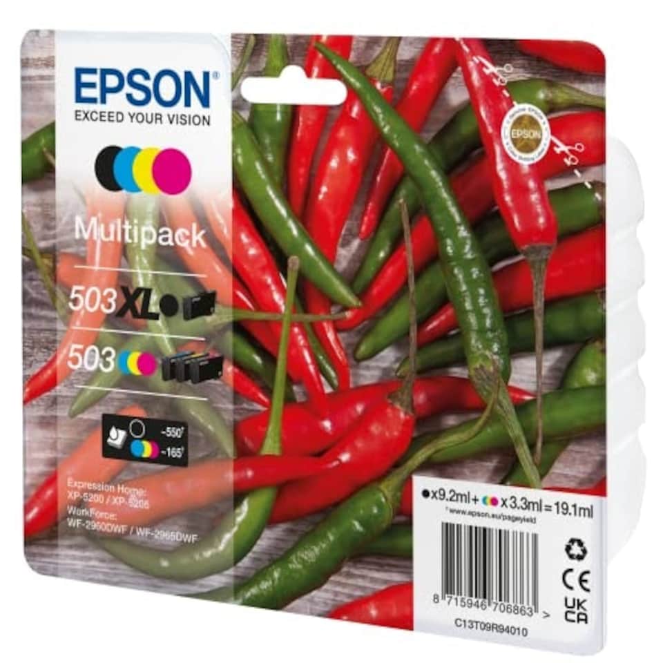 image 1 of Epson 503XL Chillies, Genuine Multipack, XL Black Standard Colours Ink Cartridges