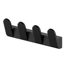 4-Hook Quad Hanger Wall Dressing-Gown Towel Bathroom Black Powder Coated Zamak