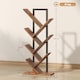 image 5 of HOMCOM 7-Tier Tree Bookshelf, Industrial Free Standing Bookcase with Steel Frame, Display Storage Unit for CDs, DVDs, Albums, Living Room, Bedroom, Home Office, Study, Rustic Brown | Brown
