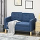 image 6 of HOMCOM Compact Loveseat Sofa 2 Seater Sofa with Storage and Wood Legs Blue