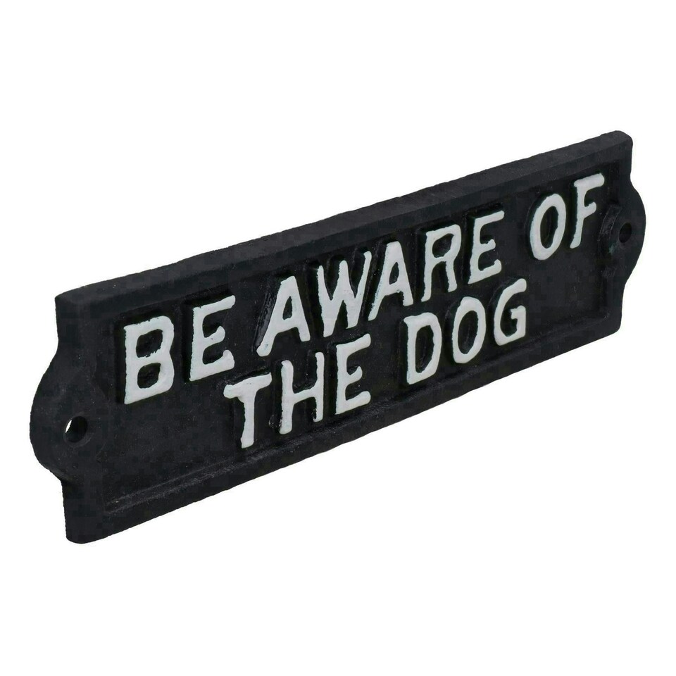 image 1 of Be Aware Of The Dog Sign Plaque Cast Iron Garden House Wall Fence Gate Door
