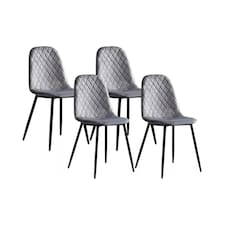 Alivio Set of 4 Velvet Dining Chairs Fabric Upholstered seat (Grey)