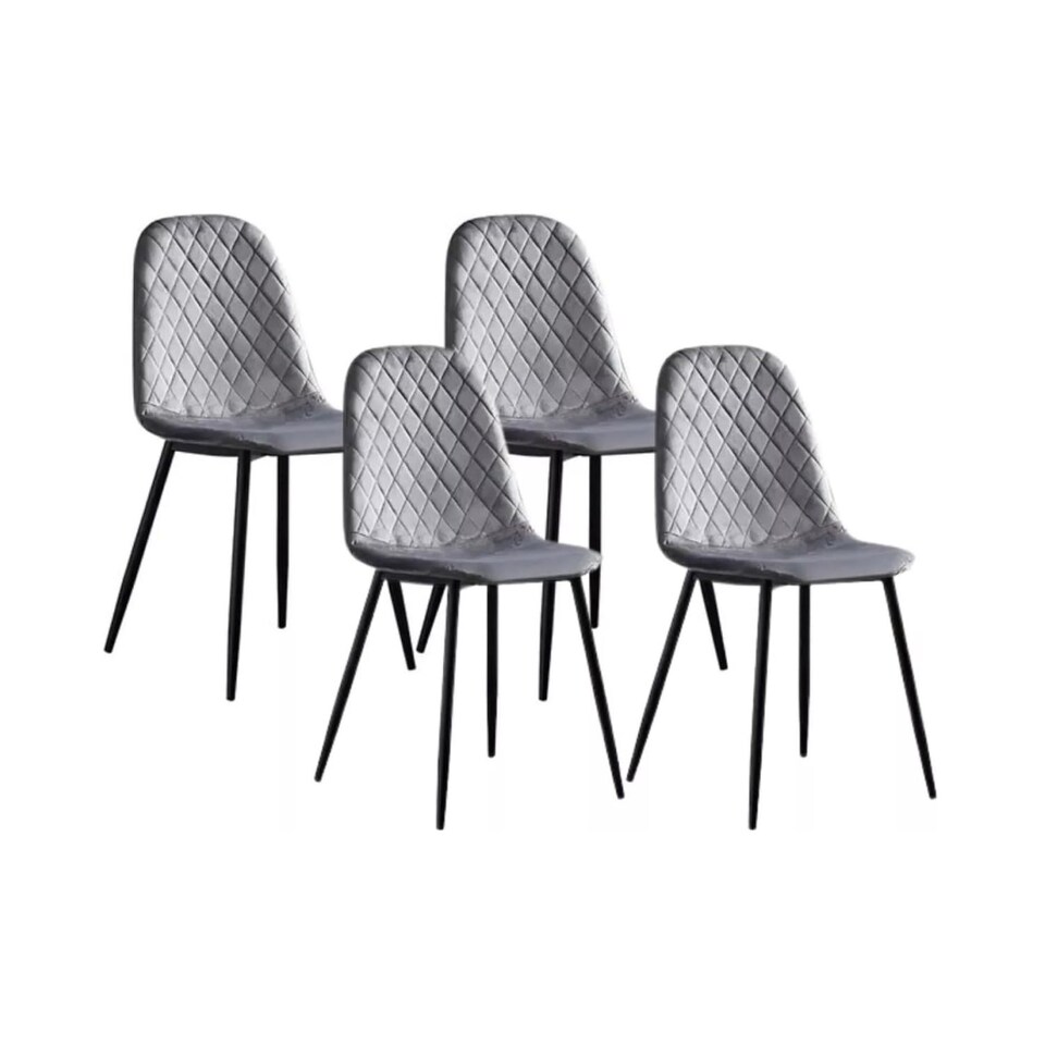 image 1 of Alivio Set of 4 Velvet Dining Chairs Fabric Upholstered seat (Grey)