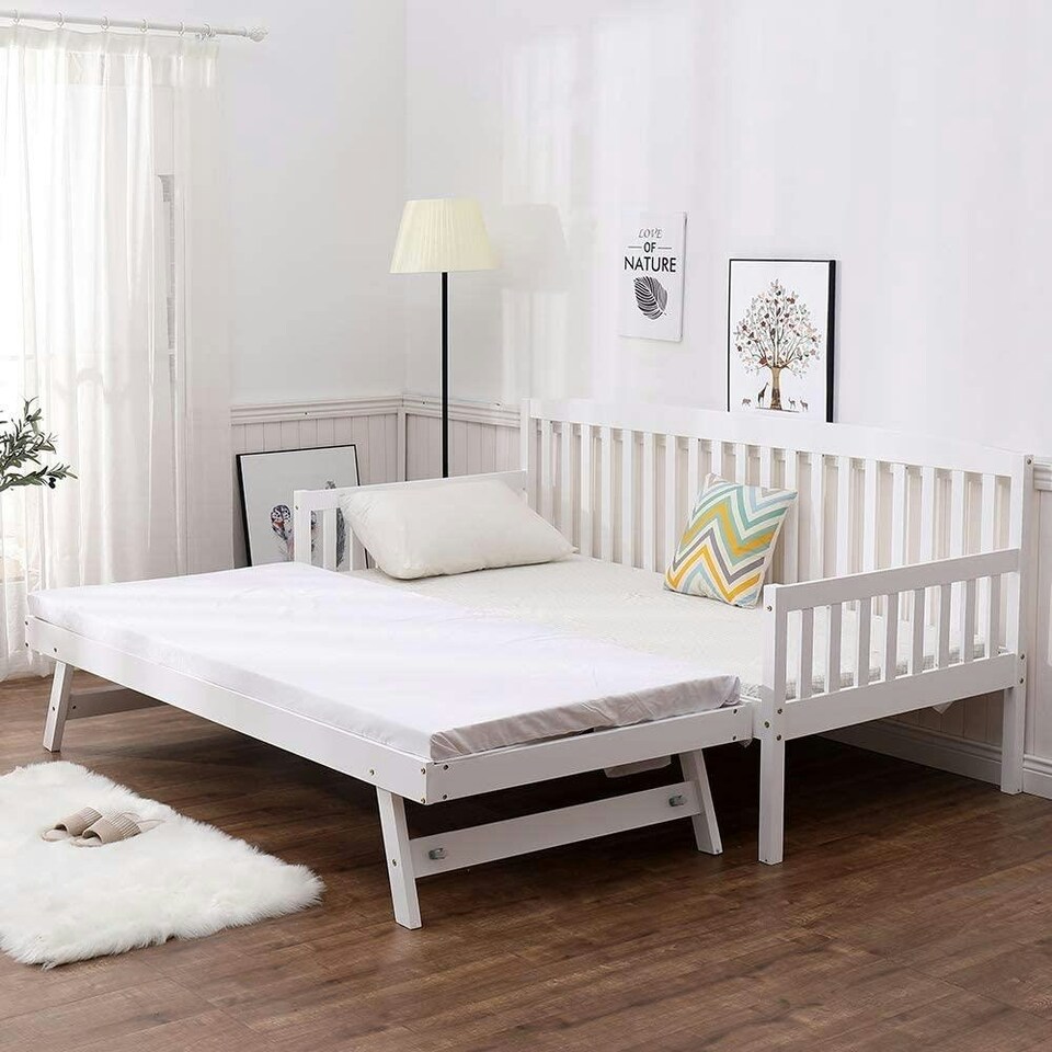 image 1 of Daybed With Trundle white 3ft single wooden pull out guest room bedroom