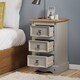 image 5 of Mercers Furniture Corona Grey Painted Wax Narrow 3 Drawer Bedside Cabinet Chest Table Solid Wood Pine with Wooden Mexican Styling