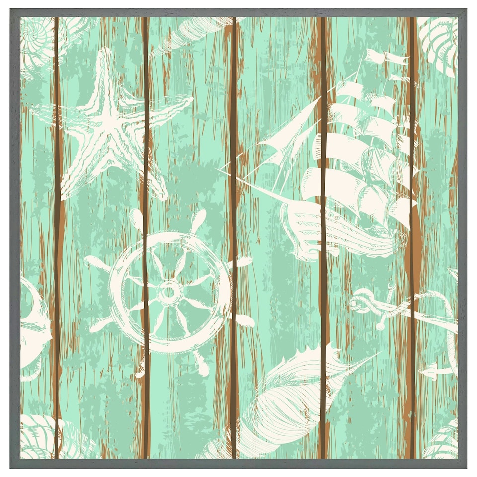 image 1 of Nautical elements oin wood (Picutre Frame) White | XL