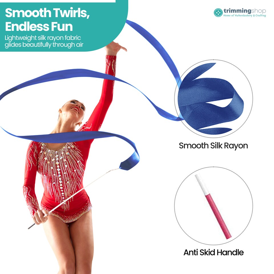 image 1 of 4 Metres Gymnastics Ribbon Wand, Satin Dance Streamer - 1pc