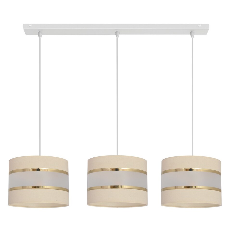 image 1 of Helen Straight Bar Pendant Ceiling Light Ecru, Gold, White 65cm