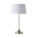 image 1 of ValueLights Theydon Brushed Chrome Single Stem Metal Ball Table Lamp White Shade