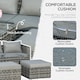 image 4 of Outsunny 5 Pcs Rattan Garden Furniture Set Single Sofa Stool Coffee Table Grey
