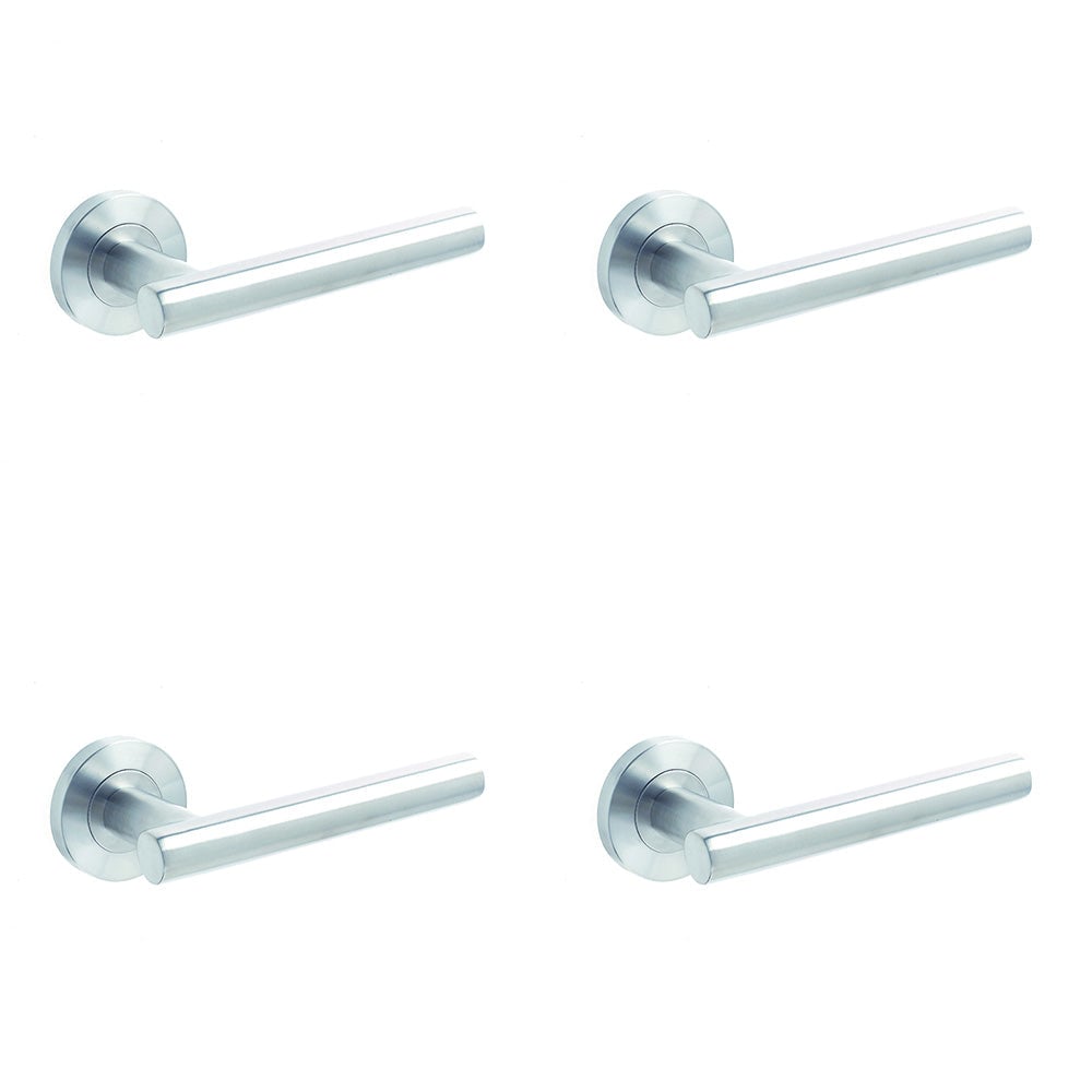 4 PACK Premium Satin Stainless Steel Door Handle on Rose Grade 304 Interior Handle