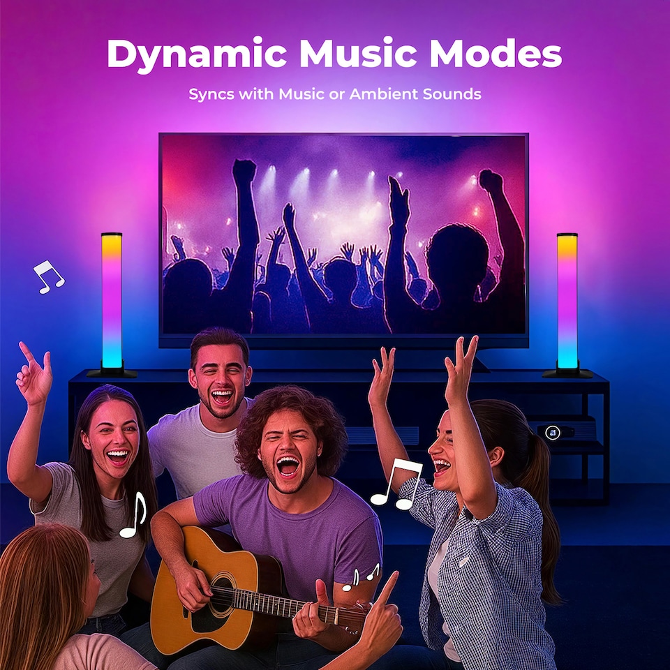 image 1 of Emitto 2x Smart RGB LED Light Bar Ambient Lamp Color Changing Music TV Backlight