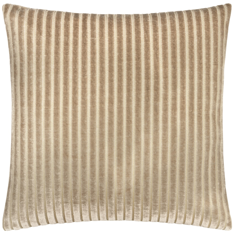 image 1 of Paoletti Savoy Stripe Velvet Cushion | Grey | Mink