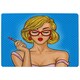 image 1 of Pop art illustration woman paints her lips (Rug) Blue | XL