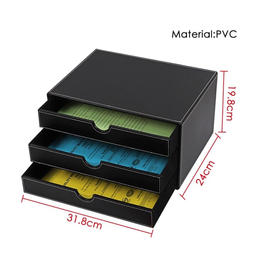 image 1 of PVC Black Desktop Organizer 31.8 x 24 x 19.8cm