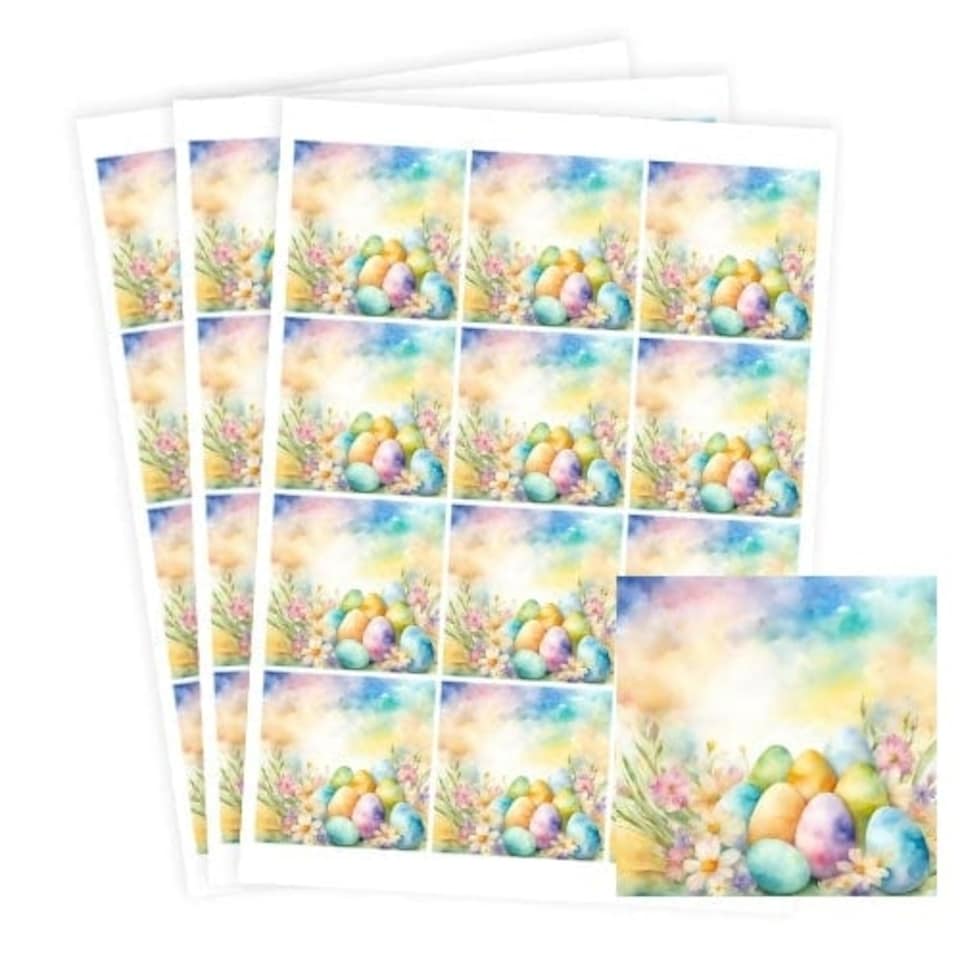 image 1 of Easter Eggs Square Stickers 65mm - Sheet of 12