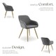 image 3 of Dining Chair Marilyn - corduroy look, upholstered, armchair, continuous backrest - Set of 2 Grey | Grey/Gold