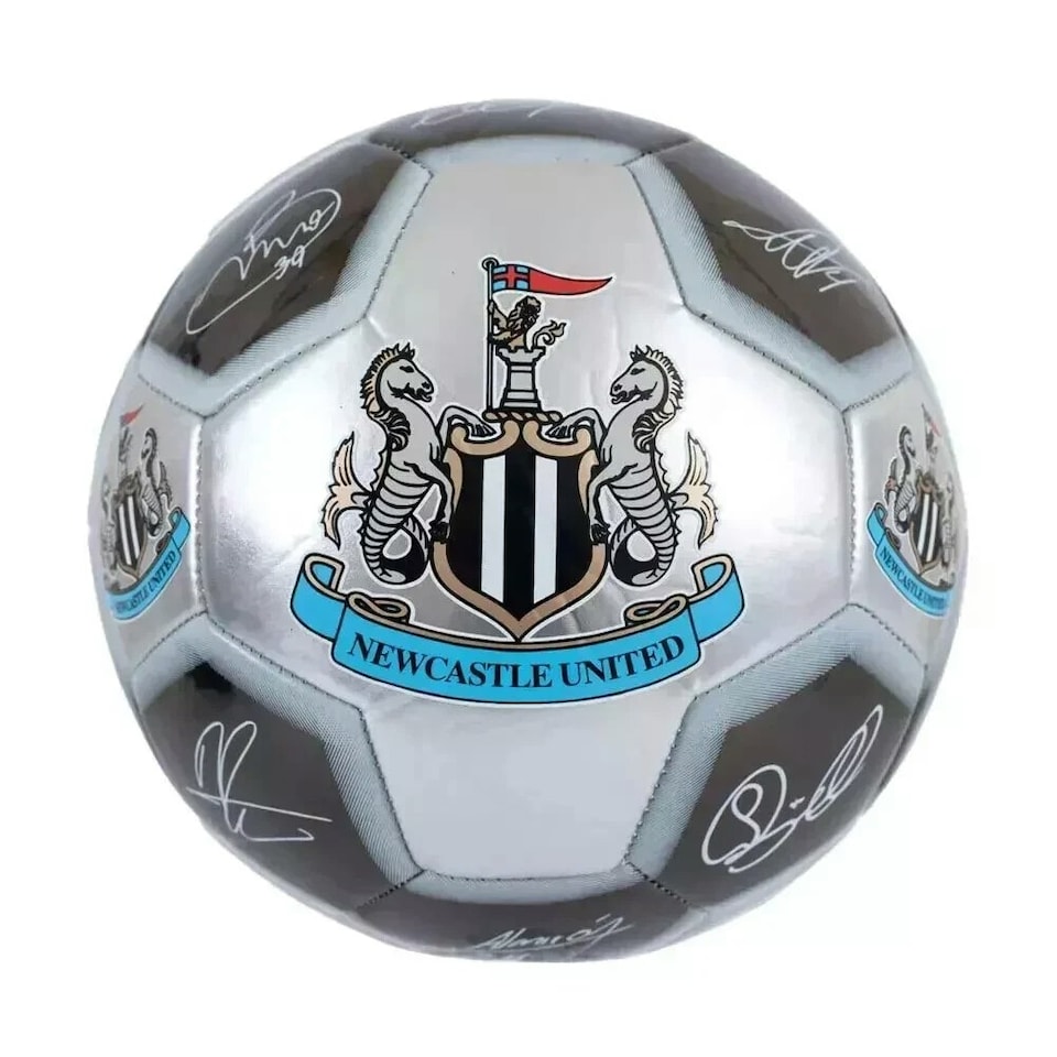image 1 of Newcastle United FC Metallic Signature Football Size 1 Silver | Black