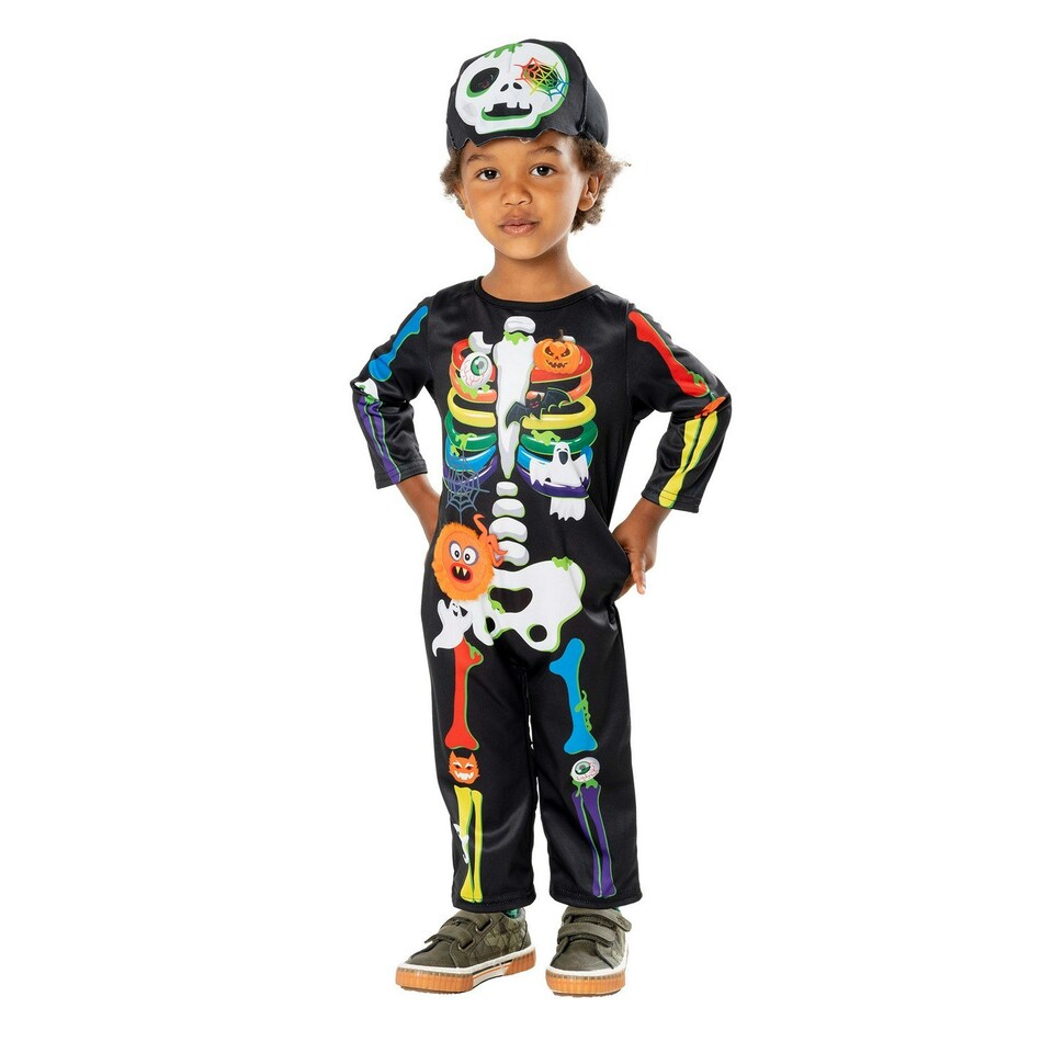 image 1 of Bristol Novelty Childrens/Kids Rainbow Skeleton Costume - Black - 3-4 Years 3