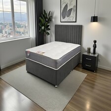 Emily Naples Divan Bed, 0 Drawers + Sprung Memory Mattress & Headboard
