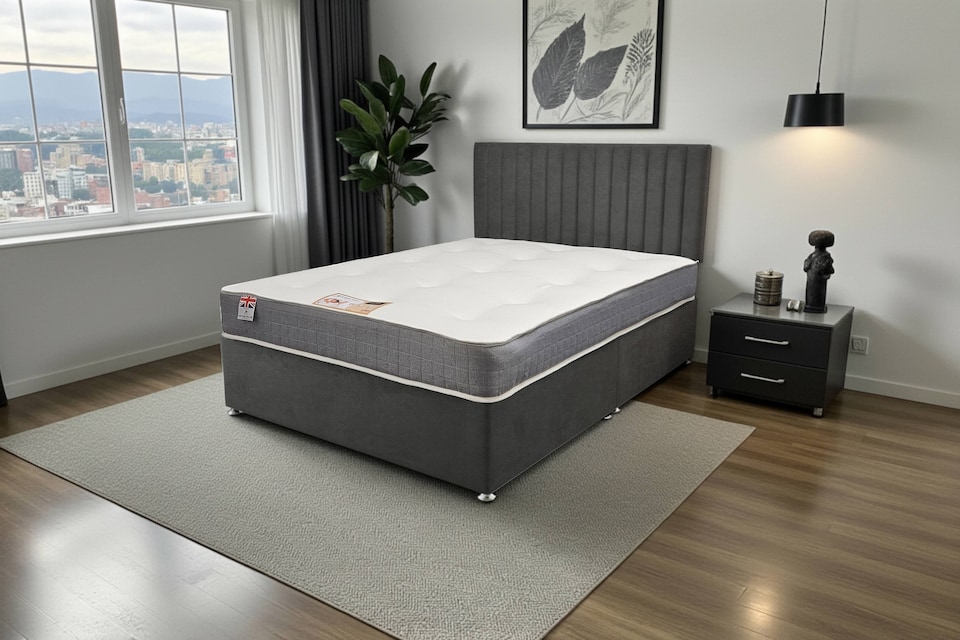 image 1 of Emily Naples Divan Bed, 0 Drawers + Sprung Memory Mattress & Headboard
