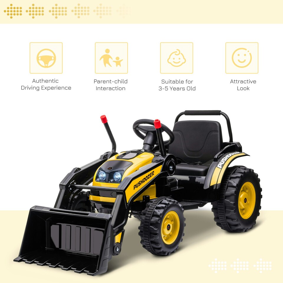 image 1 of HOMCOM Kids Digger Ride On Excavator 6V Battery Tractor Music Headlight Yellow