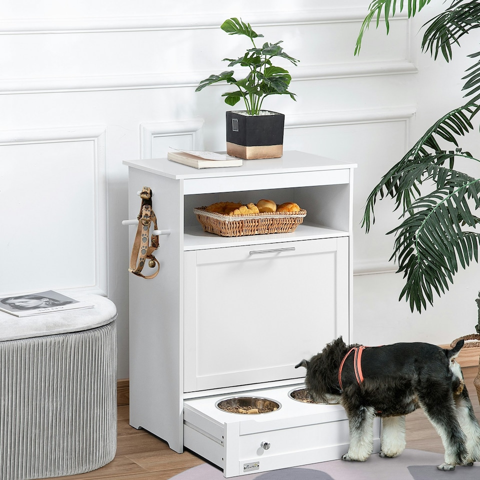 image 1 of PawHut Pet Feeder Station, Dog Cat Food Storage Feeding Station, Food Cabinet
