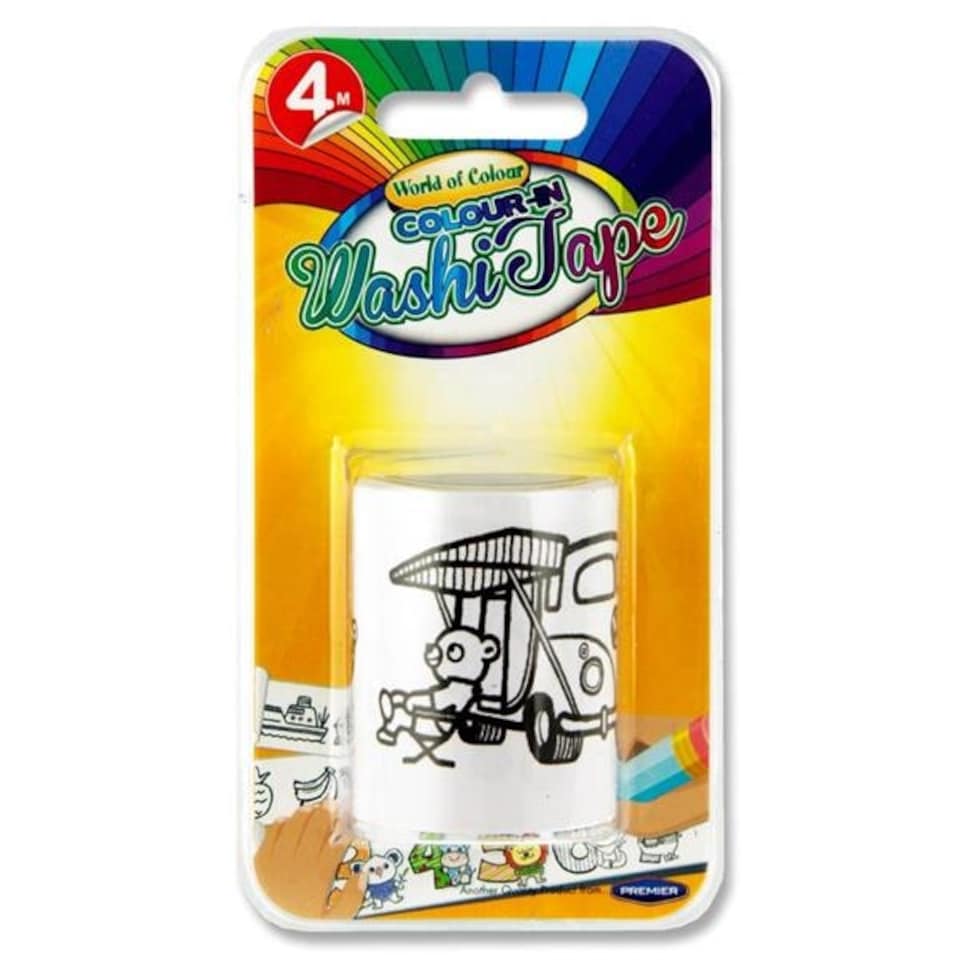Roll of 4m Colour-in Cars Washi Tape by World of Colour
