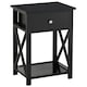 image 1 of HOMCOM 55cm End Side Table w/ Drawer Shelf Stand Black Black