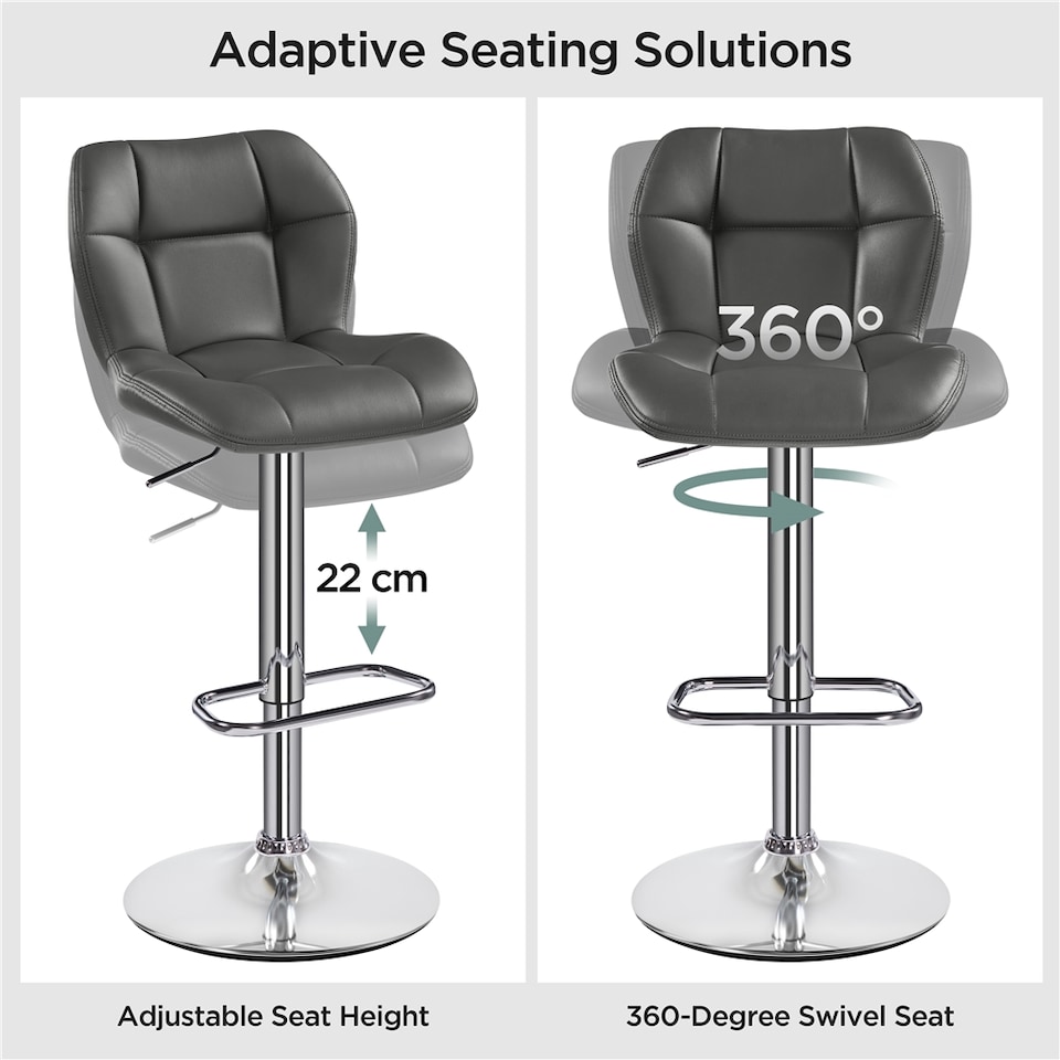 image 1 of Yaheetech Adjustable Faux Leather Bar Stool with Backrest | Grey | One Size