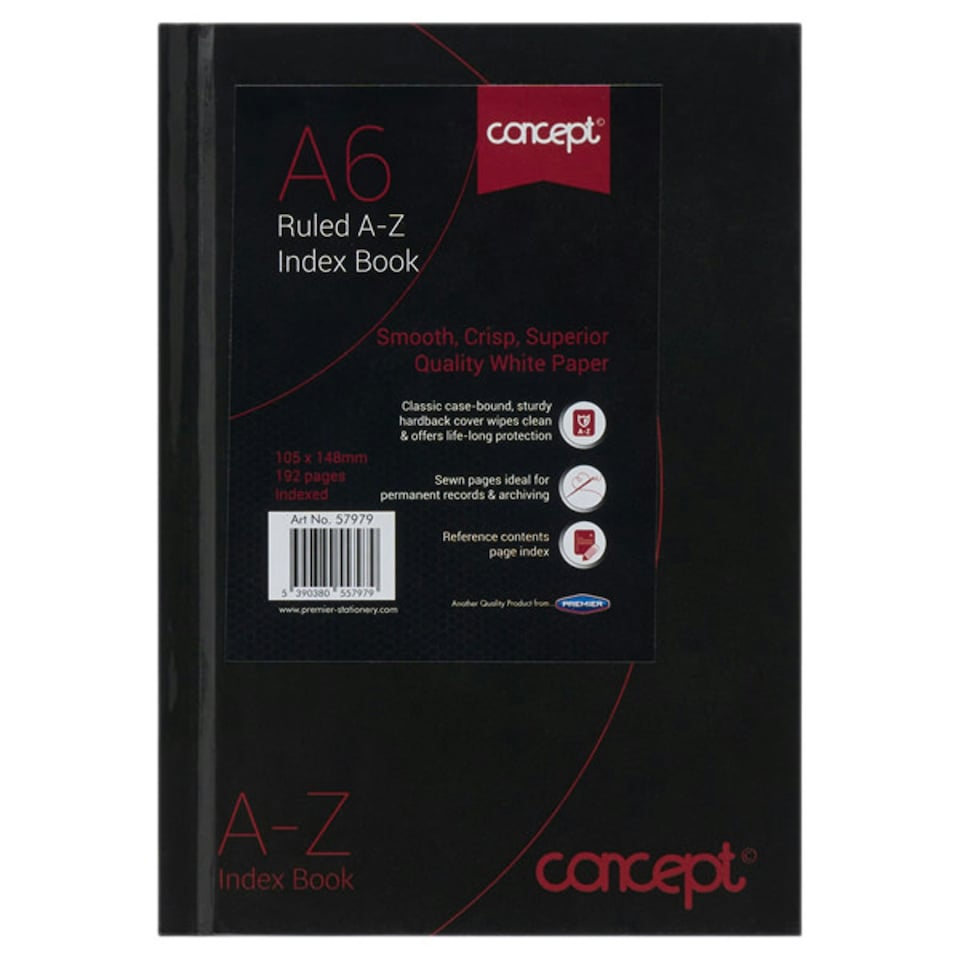 image 1 of A6 192 Pages A-Z Index Book by Concept