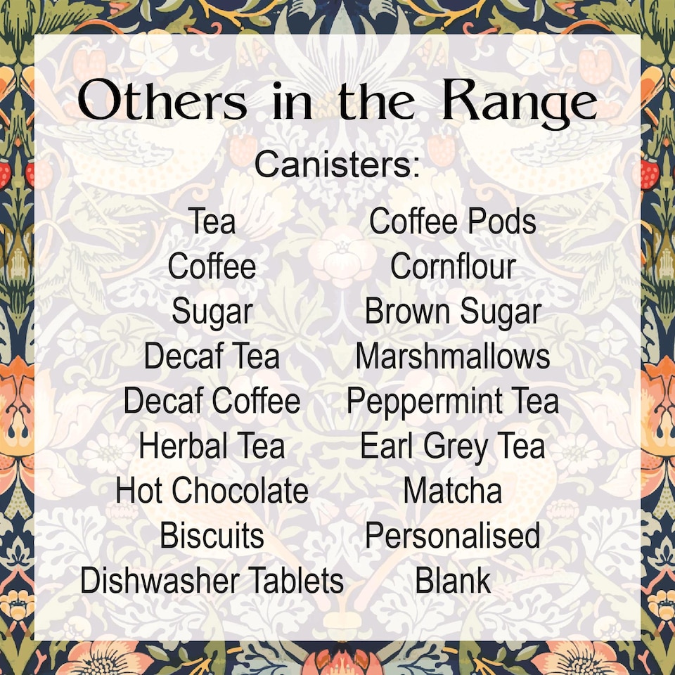 image 1 of Blue Strawberry Thief Large Decaf Tea Canister