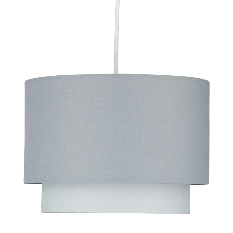 image 1 of First Choice Lighting Pair of Grey Ombre 2 Tier Ceiling Light Shades Grey