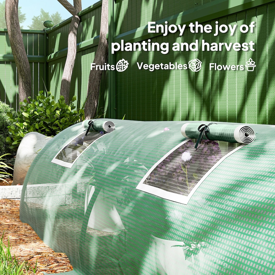 image 1 of Outsunny PE Mini Greenhouse, 3 M Portable Tunnel Green House w 5 Mesh Windows