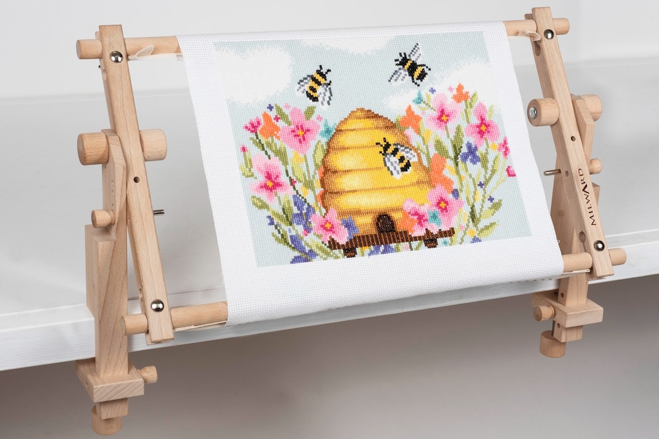 image 1 of Milward Rotating Tapestry Frame - Beech Wood 30.5x30.5cm Stitch-On Frame for Needlecraft & Embroidery