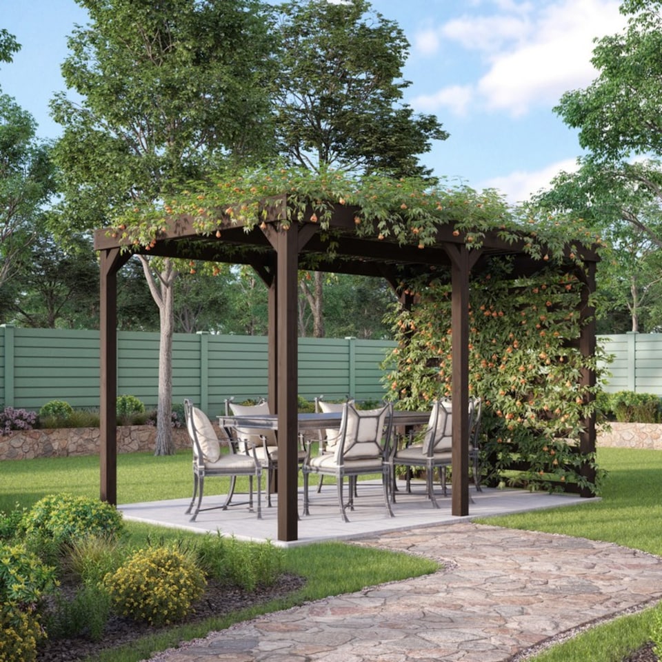 image 1 of Shade Pergola - Wood - L300 x W420 x H270 cm - Rustic Brown