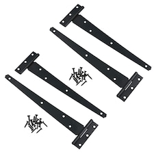 10in / 250mm Heavy Duty T Tee Hinges For Shed + Garden Gates Black Finish 4pc Black