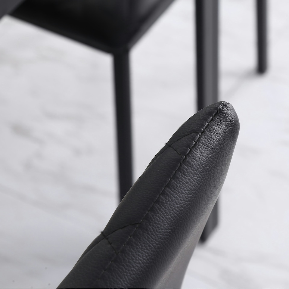 image 1 of HOMCOM Dining Chairs Faux Leather Accent Chairs for Kitchen, Set of 4, Black