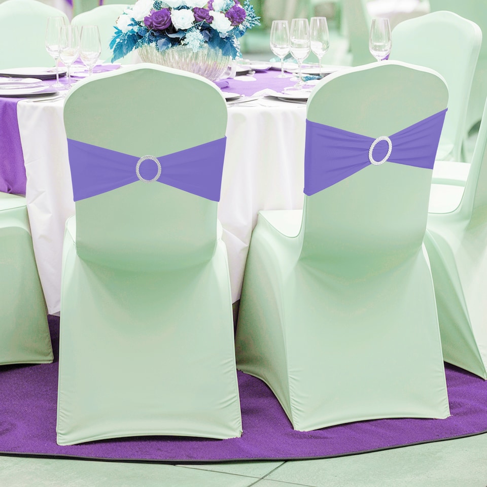 image 1 of 13"x5" Spandex Chair Bands with Slider Buckle, Elastic Chair Sash - 1pc