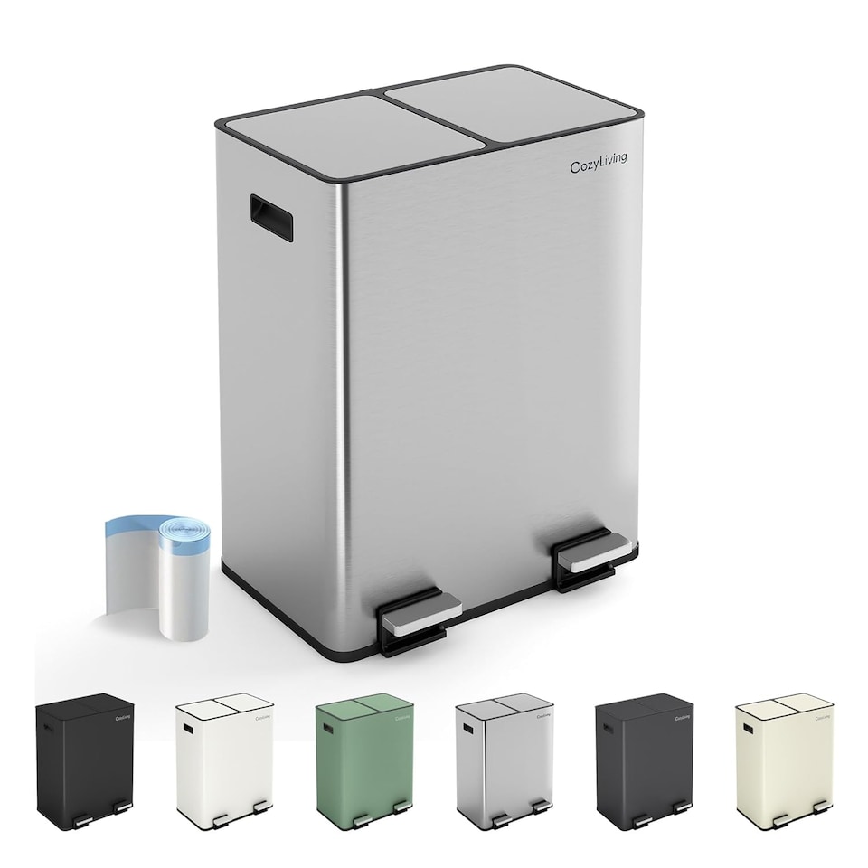 image 1 of 60L Dual Pedal Bin Recycling and General Waste Kitchen Bin (2x30L)